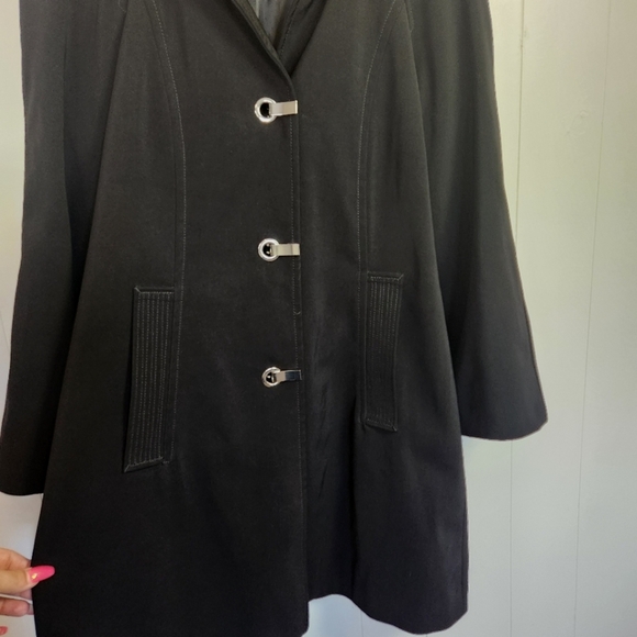 London Fog Black Classic Trench Coat Rain Jacket Size Small - Picture 3 of 8